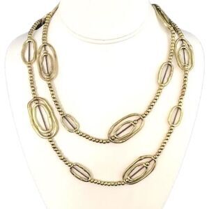 New Boutique Statement Necklace LONG  Antique Gold Tone Link 8Y